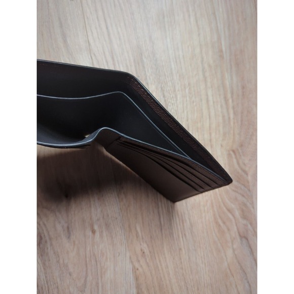 Coach Bi-Fold Pebbled Leather Mens Wallet Dark Saddle Brown - Picture 10 of 10